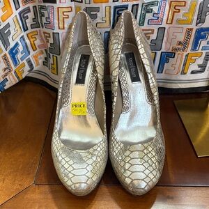 White House Black Market Metallic Snakeskin Heels